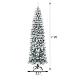 Costway 7.5-ft Unlit Hinged Snow Flocked Artificial Pencil Christmas Tree With 641 Tips -Northlight Paradise 331065209 AlternateImage1 l