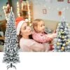 Costway 7.5-ft Unlit Hinged Snow Flocked Artificial Pencil Christmas Tree With 641 Tips -Northlight Paradise 331065209 AlternateImage4 l