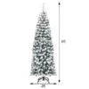 Costway 6-ft Pre-Lit Snow Flocked Artificial Pencil Christmas Pine Tree With 250 LED Lights