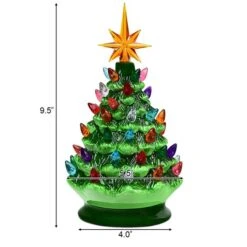 Costway 9.5-in Pre-Lit Hand-Painted Ceramic Tabletop Green Christmas Tree