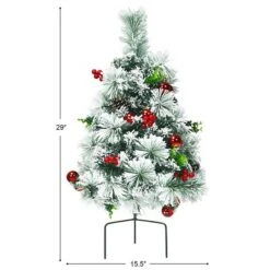 Costway 24-in Battery Powered Pre-Lit Pathway Flocked Christmas Trees Outdoor - Set Of 2 -Northlight Paradise 331065218 AlternateImage1 l