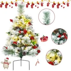 Costway 24-in Battery Powered Pre-Lit Pathway Flocked Christmas Trees Outdoor - Set Of 2 -Northlight Paradise 331065218 AlternateImage2 l