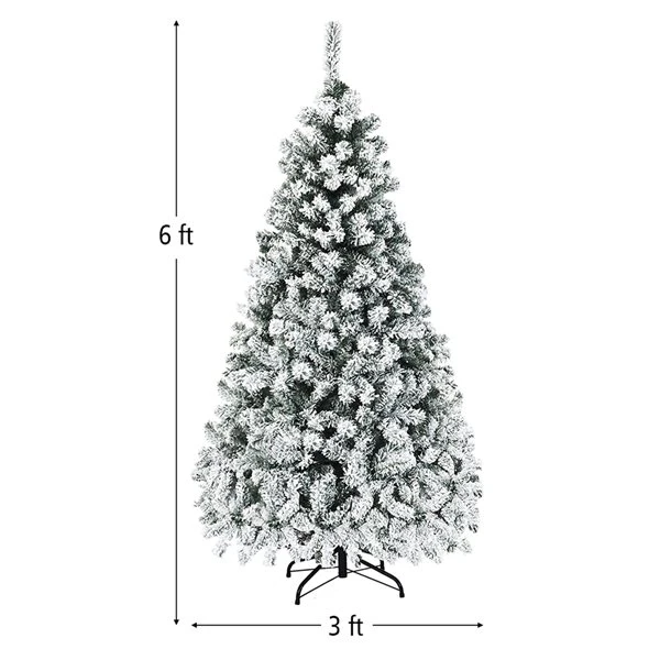 Costway 6-ft Pre-Lit Premium Snow Flocked Hinged Artificial Christmas Tree With 250 Lights 6 Costway 6-ft Pre-Lit Premium Snow Flocked Hinged Artificial Christmas Tree With 250 Lights - Image 4