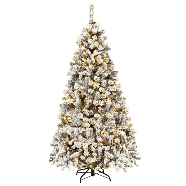 Costway 6-ft Pre-Lit Premium Snow Flocked Hinged Artificial Christmas Tree With 250 Lights 3 Costway 6-ft Pre-Lit Premium Snow Flocked Hinged Artificial Christmas Tree With 250 Lights