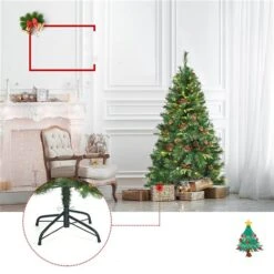 Costway 5-ft Pre-Lit Hinged PE Artificial Christmas Tree With 150 LED Lights And Pine Cones -Northlight Paradise 331065222 AlternateImage2 l