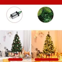Costway 5-ft Pre-Lit Hinged PE Artificial Christmas Tree With 150 LED Lights And Pine Cones