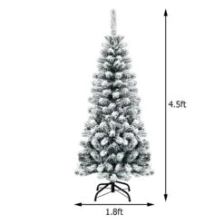 Costway 4.5-ft Unlit Hinged Snow Flocked Artificial Pencil Christmas Tree With 242 Branches -Northlight Paradise 331065224 AlternateImage1 l