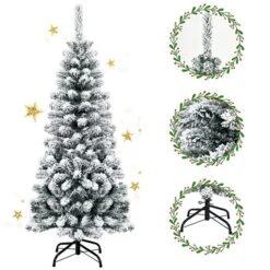 Costway 4.5-ft Unlit Hinged Snow Flocked Artificial Pencil Christmas Tree With 242 Branches -Northlight Paradise 331065224 AlternateImage2 l