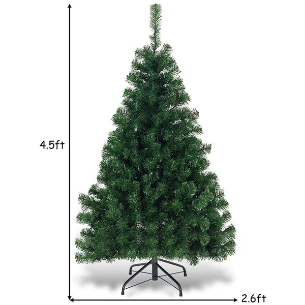 Costway 4.5-ft PVC Pre-Lit Artificial Christmas Tree Hinged With 200 LED Light And Metal Stand 4 Costway 4.5-ft PVC Pre-Lit Artificial Christmas Tree Hinged With 200 LED Light And Metal Stand - Image 2