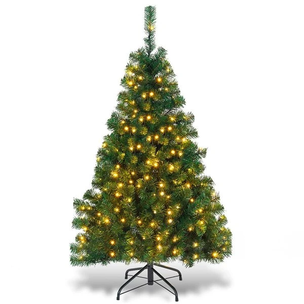 Costway 4.5-ft PVC Pre-Lit Artificial Christmas Tree Hinged With 200 LED Light And Metal Stand 7 Costway 4.5-ft PVC Pre-Lit Artificial Christmas Tree Hinged With 200 LED Light And Metal Stand - Image 5