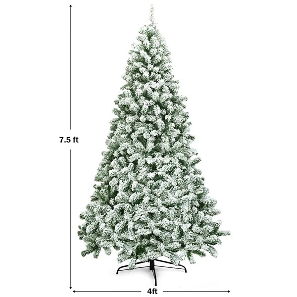 Costway 7.5-ft Snow Flocked Artificial Christmas Tree Hinged With 1346 Tip And Foldable Base 4 Costway 7.5-ft Snow Flocked Artificial Christmas Tree Hinged With 1346 Tip And Foldable Base - Image 2