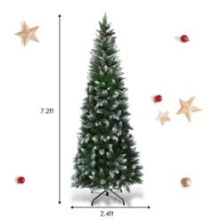 Costway 7.5-ft Snow Flocked Unlit Artificial Pencil Christmas Tree Hinged With Pine Cones -Northlight Paradise 331065236 AlternateImage1 l