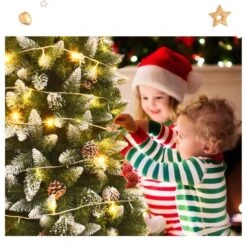 Costway 7.5-ft Snow Flocked Unlit Artificial Pencil Christmas Tree Hinged With Pine Cones -Northlight Paradise 331065236 AlternateImage3 l