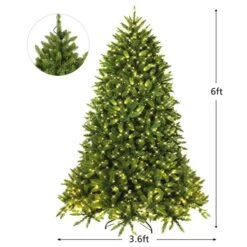 Costway 6-ft Pre-Lit PVC Christmas Fir Tree Hinged 8 Flash Modes With 650 LED Light