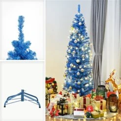 Costway 6-ft Unlit Pencil Slim Tree Artificial Christmas Tree With Metal Stand Home Decor 10 Costway 6-ft Unlit Pencil Slim Tree Artificial Christmas Tree With Metal Stand Home Decor -Northlight Paradise 331065239 AlternateImage3 l