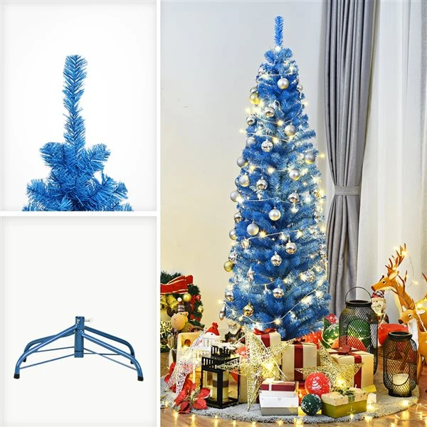 Costway 6-ft Unlit Pencil Slim Tree Artificial Christmas Tree With Metal Stand Home Decor 6 Costway 6-ft Unlit Pencil Slim Tree Artificial Christmas Tree With Metal Stand Home Decor - Image 4