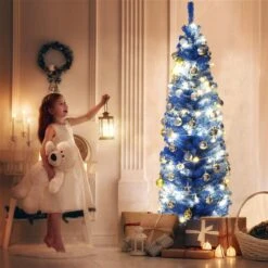Costway 6-ft Unlit Pencil Slim Tree Artificial Christmas Tree With Metal Stand Home Decor 9 Costway 6-ft Unlit Pencil Slim Tree Artificial Christmas Tree With Metal Stand Home Decor -Northlight Paradise 331065239 AlternateImage4 l