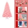 Costway 7.5-ft Hinged Artificial Christmas Tree Full Fir Tree New PVC With Metal Stand In Pink -Northlight Paradise 331065240 AlternateImage2 l