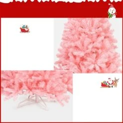 Costway 7.5-ft Hinged Artificial Christmas Tree Full Fir Tree New PVC With Metal Stand In Pink 10 Costway 7.5-ft Hinged Artificial Christmas Tree Full Fir Tree New PVC With Metal Stand In Pink -Northlight Paradise 331065240 AlternateImage4 l