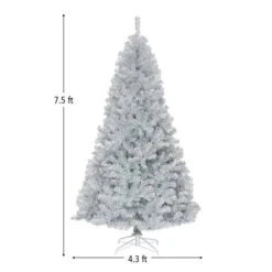 Costway 7.5-ft Hinged Unlit Artificial Silver Tinsel Christmas Tree Holiday With Metal Stand 8 Costway 7.5-ft Hinged Unlit Artificial Silver Tinsel Christmas Tree Holiday With Metal Stand -Northlight Paradise 331065244 AlternateImage1 l