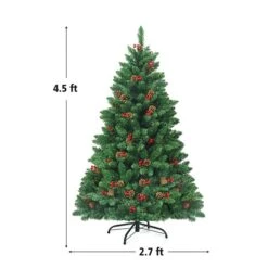 Costway 4.5-ft Pre-Lit Hinged Christmas Tree With Pine Cones Red Berries And 300 LED Lights -Northlight Paradise 331065245 AlternateImage1 l