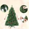 Costway 4.5-ft Pre-Lit Hinged Christmas Tree With Pine Cones Red Berries And 300 LED Lights -Northlight Paradise 331065245 AlternateImage3 l