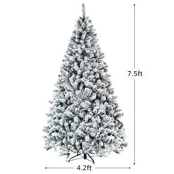 Costway 7.5-ft Premium Snow Flocked Hinged Artificial Christmas Tree Unlit With Metal Stand 9 Costway 7.5-ft Premium Snow Flocked Hinged Artificial Christmas Tree Unlit With Metal Stand -Northlight Paradise 331065250 AlternateImage1 l