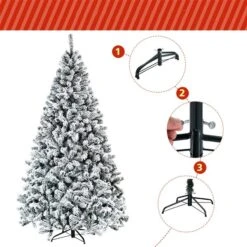 Costway 7.5-ft Premium Snow Flocked Hinged Artificial Christmas Tree Unlit With Metal Stand 8 Costway 7.5-ft Premium Snow Flocked Hinged Artificial Christmas Tree Unlit With Metal Stand -Northlight Paradise 331065250 AlternateImage2 l