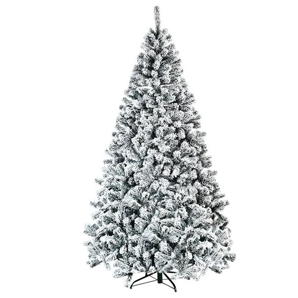Costway 7.5-ft Premium Snow Flocked Hinged Artificial Christmas Tree Unlit With Metal Stand 3 Costway 7.5-ft Premium Snow Flocked Hinged Artificial Christmas Tree Unlit With Metal Stand