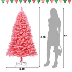 Costway 6.5-ft Full Flocked Pink Artificial Christmas Tree With Lights -Northlight Paradise 331066775 AlternateImage1 l