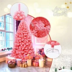 Costway 6.5-ft Full Flocked Pink Artificial Christmas Tree With Lights -Northlight Paradise 331066775 AlternateImage2 l