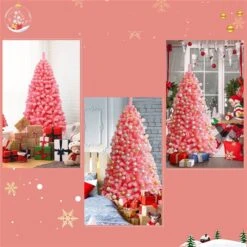 Costway 6.5-ft Full Flocked Pink Artificial Christmas Tree With Lights -Northlight Paradise 331066775 AlternateImage3 l