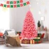 Costway 6.5-ft Full Flocked Pink Artificial Christmas Tree With Lights 2 Costway 6.5-ft Full Flocked Pink Artificial Christmas Tree With Lights -Northlight Paradise 331066775 AlternateImage4 l