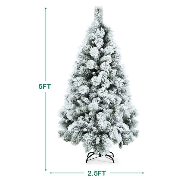Costway 5-ft Full Flocked White Artificial Christmas Tree With LED Lights 5 Costway 5-ft Full Flocked White Artificial Christmas Tree With LED Lights - Image 3