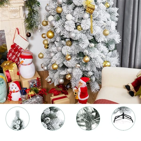 Costway 5-ft Full Flocked White Artificial Christmas Tree With LED Lights 3 Costway 5-ft Full Flocked White Artificial Christmas Tree With LED Lights