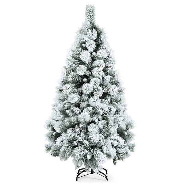 Costway 5-ft Full Flocked White Artificial Christmas Tree With LED Lights 4 Costway 5-ft Full Flocked White Artificial Christmas Tree With LED Lights - Image 2