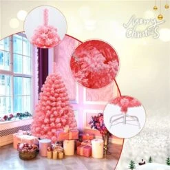 Costway 4.5-ft Full Flocked Pink Artificial Christmas Tree With Lights 11 Costway 4.5-ft Full Flocked Pink Artificial Christmas Tree With Lights -Northlight Paradise 331066778 AlternateImage2 l