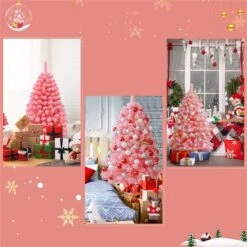 Costway 4.5-ft Full Flocked Pink Artificial Christmas Tree With Lights 10 Costway 4.5-ft Full Flocked Pink Artificial Christmas Tree With Lights -Northlight Paradise 331066778 AlternateImage4 l