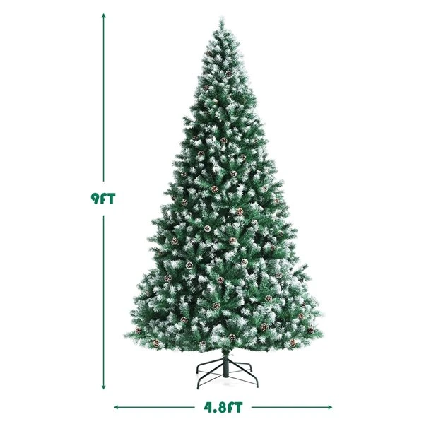 Costway 9-ft Full Flocked Green Artificial Christmas Tree With 2028 Branch Tips 4 Costway 9-ft Full Flocked Green Artificial Christmas Tree With 2028 Branch Tips - Image 2