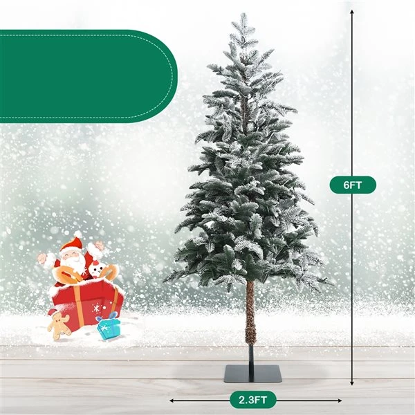 Costway 6-ft Pre-lit Flat Base Slim Flocked White Artificial Christmas Tree With 250 Warm White LED Lights 7 Costway 6-ft Pre-lit Flat Base Slim Flocked White Artificial Christmas Tree With 250 Warm White LED Lights - Image 5