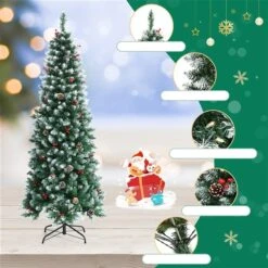 Costway 7-ft Pre-lit Slim Flocked Green Artificial Christmas Tree With 350 Warm White LED Lights 10 Costway 7-ft Pre-lit Slim Flocked Green Artificial Christmas Tree With 350 Warm White LED Lights -Northlight Paradise 331066784 AlternateImage2 l
