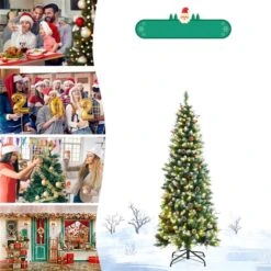 Costway 7-ft Pre-lit Slim Flocked Green Artificial Christmas Tree With 350 Warm White LED Lights 11 Costway 7-ft Pre-lit Slim Flocked Green Artificial Christmas Tree With 350 Warm White LED Lights -Northlight Paradise 331066784 AlternateImage3 l