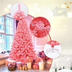Costway 7.5-ft Full Flocked Pink Artificial Christmas Tree With Lights 11 Costway 7.5-ft Full Flocked Pink Artificial Christmas Tree With Lights -Northlight Paradise 331066785 AlternateImage2 l