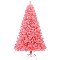 Costway 7.5-ft Full Flocked Pink Artificial Christmas Tree With Lights 10 Costway 7.5-ft Full Flocked Pink Artificial Christmas Tree With Lights -Northlight Paradise 331066785 MainImage 001 l