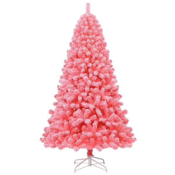 Costway 7.5-ft Full Flocked Pink Artificial Christmas Tree With Lights 6 Costway 7.5-ft Full Flocked Pink Artificial Christmas Tree With Lights - Image 4
