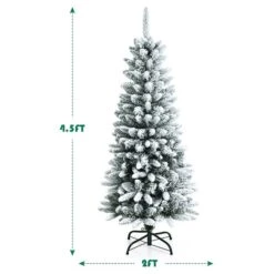 Costway 4.5-ft Slim Flocked White Artificial Christmas Tree With 373 Tips