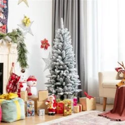 Costway 4.5-ft Slim Flocked White Artificial Christmas Tree With 373 Tips -Northlight Paradise 331066787 AlternateImage4 l