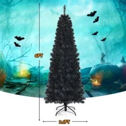 Costway 6-ft Pre-lit Slim Black Artificial Christmas Tree With 300 White LED Lights -Northlight Paradise 331066789 AlternateImage1 l