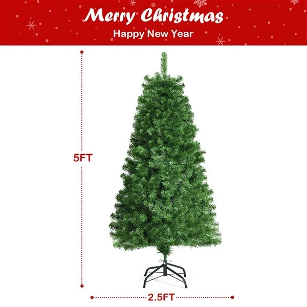 Costway 5-ft Pre-lit Full Green Artificial Christmas Tree With 449 Branch Tips 7 Costway 5-ft Pre-lit Full Green Artificial Christmas Tree With 449 Branch Tips - Image 5