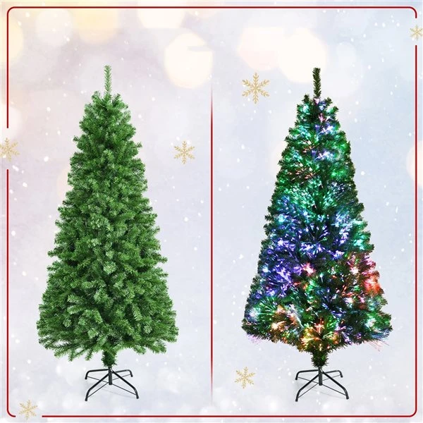 Costway 5-ft Pre-lit Full Green Artificial Christmas Tree With 449 Branch Tips 3 Costway 5-ft Pre-lit Full Green Artificial Christmas Tree With 449 Branch Tips